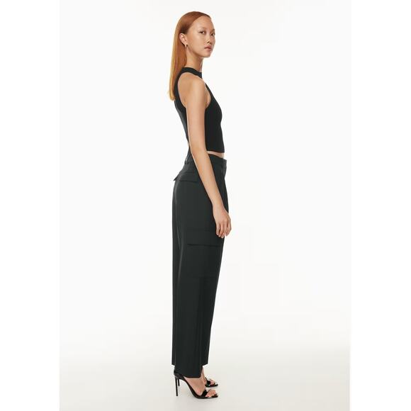 Babaton Aritzia Sculpt Knit Mockneck Halter Top Sz Small Black Ribbed Minimalist - Picture 2 of 16